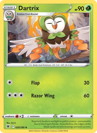 Dartrix #020 · Astral Radiance Pokémon card
