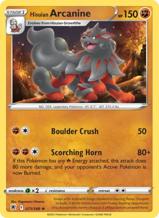 Hisuian Arcanine #071 · Astral Radiance Pokémon card