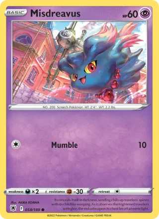 Misdreavus #058 · Astral Radiance Pokémon card