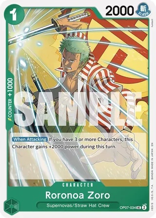 Roronoa Zoro (Reprint) #OP07-034-reprint · ST-24: Starter Deck 24 GREEN Jewelry Bonney One Piece card