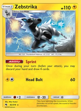 Zebstrika #82 · Lost Thunder Pokémon card