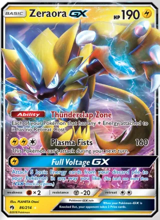 Zeraora GX #86 · Lost Thunder Pokémon card