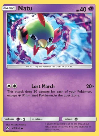 Natu #87 · Lost Thunder Pokémon card