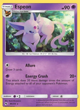 Espeon #89 · Lost Thunder Pokémon card