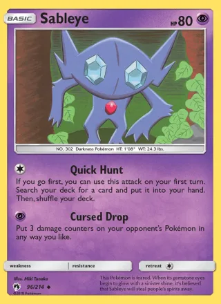 Sableye #96 · Lost Thunder Pokémon card