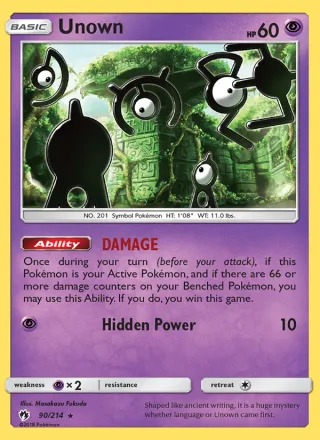 Unown #90 · Lost Thunder Pokémon card