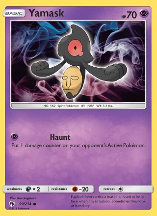 Yamask #99 · Lost Thunder Pokémon card