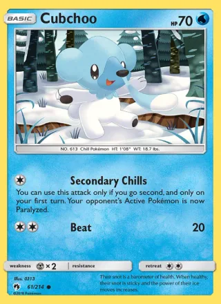 Cubchoo #61 · Lost Thunder Pokémon card
