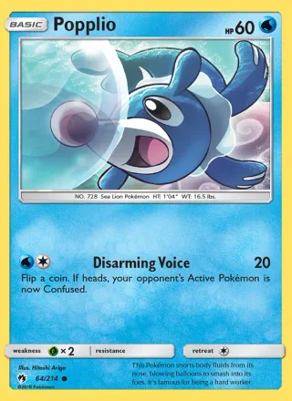 Popplio #64 · Lost Thunder Pokémon card