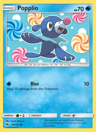 Popplio #65 · Lost Thunder Pokémon card