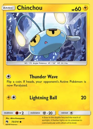 Chinchou #73 · Lost Thunder Pokémon card