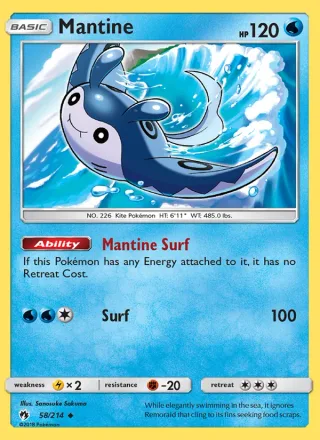 Mantine #58 · Lost Thunder Pokémon card
