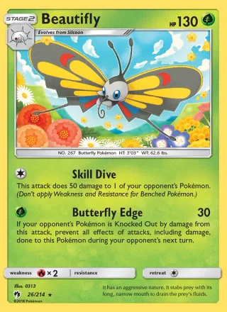 Beautifly #26 · Lost Thunder Pokémon card