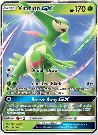 Virizion GX #34 · Lost Thunder Pokémon card