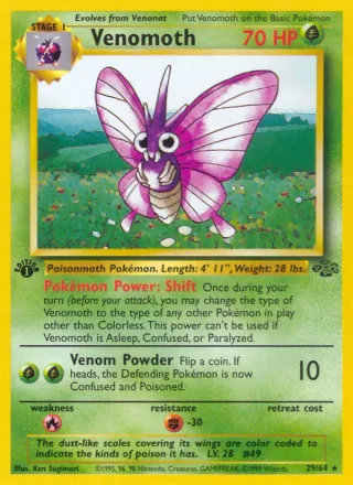 Venomoth #29 · Jungle Pokémon card