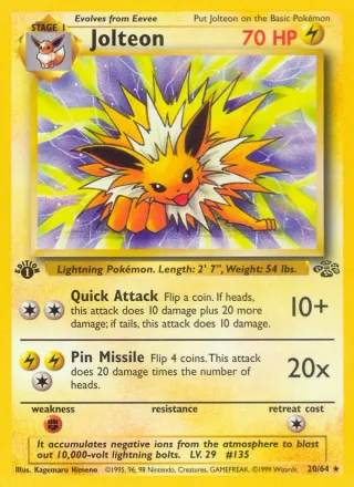 Jolteon #20 · Jungle Pokémon card