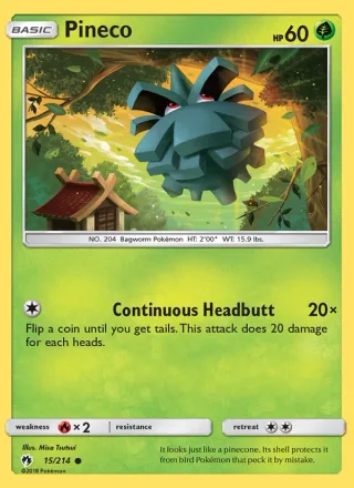 Pineco #15 · Lost Thunder Pokémon card