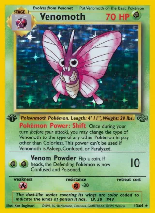 Venomoth #13 · Jungle Pokémon card