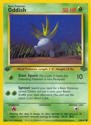 Oddish #58 · Jungle Pokémon card