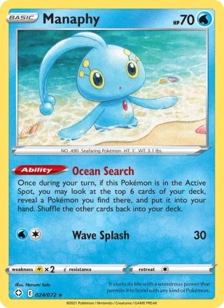 Manaphy #24 · Shining Fates Pokémon card