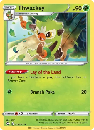 Thwackey #12 · Shining Fates Pokémon card