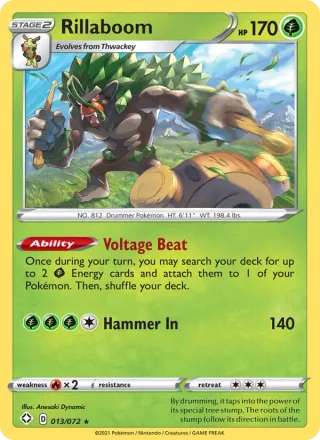 Rillaboom #13 · Shining Fates Pokémon card