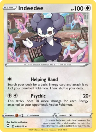 Indeedee #56 · Shining Fates Pokémon card