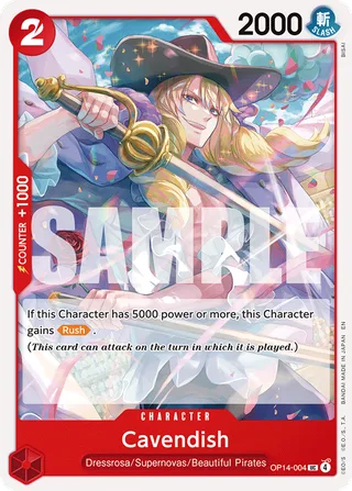 Cavendish #OP14-004 · The Azure Sea's Seven One Piece card