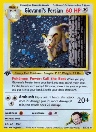 Giovanni's Persian #8 · Gym Challenge Pokémon card