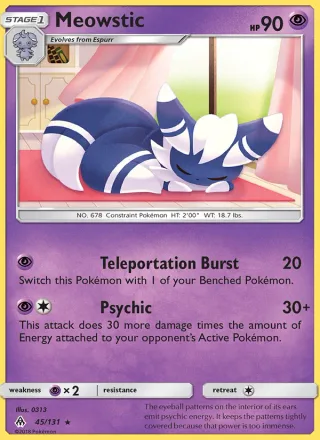 Meowstic #45 · Forbidden Light Pokémon card