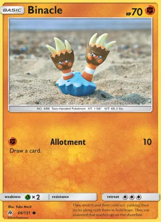 Binacle #66 · Forbidden Light Pokémon card