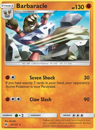 Barbaracle #67 · Forbidden Light Pokémon card