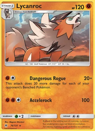 Lycanroc #76 · Forbidden Light Pokémon card