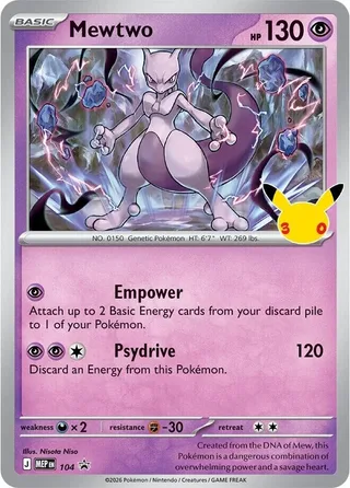 Mewtwo - 104 (30th Celebration) #104 · MEP Black Star Promos Pokémon card