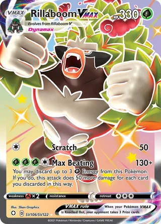 Rillaboom VMAX #SV106 · Shining Fates Shiny Vault Pokémon card