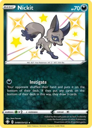 Nickit #SV081 · Shining Fates Shiny Vault Pokémon card