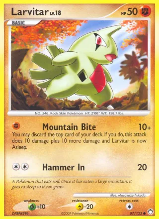Larvitar #87 · Mysterious Treasures Pokémon card