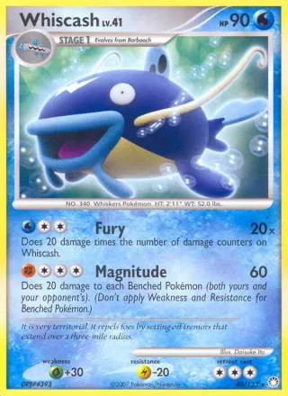 Whiscash #40 · Mysterious Treasures Pokémon card