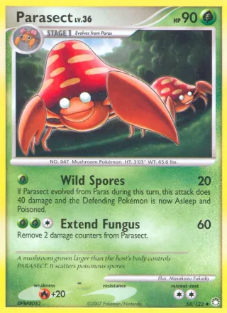 Parasect #58 · Mysterious Treasures Pokémon card