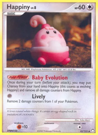Happiny #52 · Mysterious Treasures Pokémon card