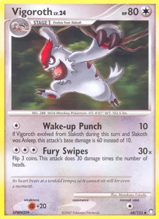 Vigoroth #68 · Mysterious Treasures Pokémon card