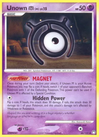 Unown M #66 · Mysterious Treasures Pokémon card