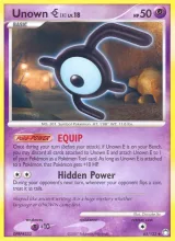 Unown E · Mysterious Treasures Pokémon card