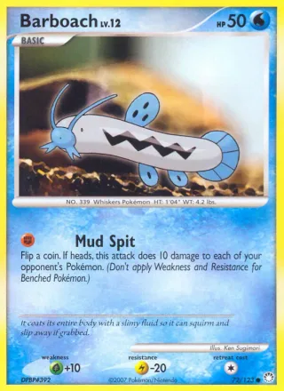Barboach #72 · Mysterious Treasures Pokémon card