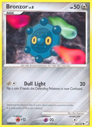 Bronzor #74 · Mysterious Treasures Pokémon card