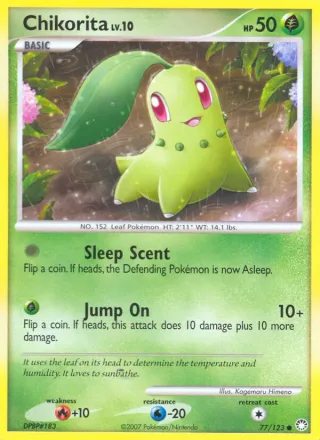 Chikorita #77 · Mysterious Treasures Pokémon card