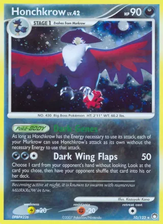 Honchkrow #10 · Mysterious Treasures Pokémon card