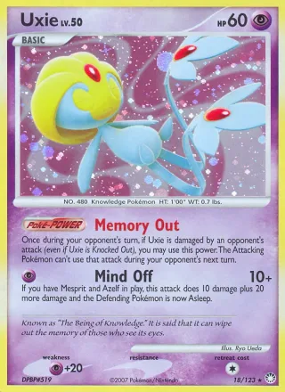 Uxie #18 · Mysterious Treasures Pokémon card