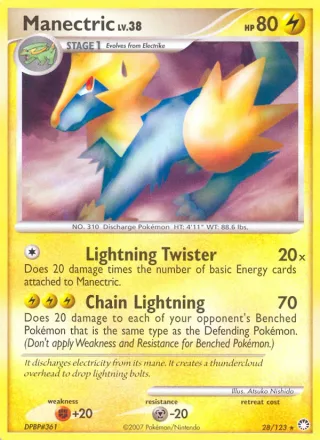 Manectric #28 · Mysterious Treasures Pokémon card