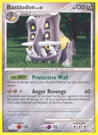 Bastiodon #21 · Mysterious Treasures Pokémon card